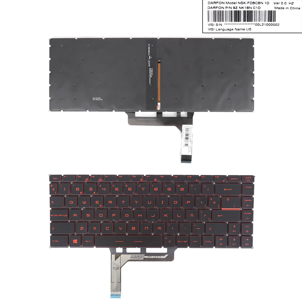 Picture of MSI GF63 GF63 8RC GF63 8RD GF63 Thin 9SC (Red Printing ,Red Backlit Win8)